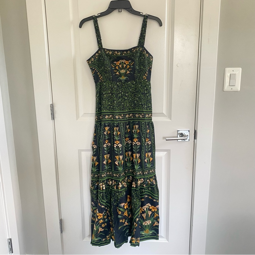 Anthropologie Farm Rio Flowers Arch Sleeveless Linen Blend Midi Dress M NWT - Picture 3 of 6